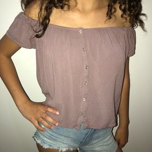 Off the shoulder button up